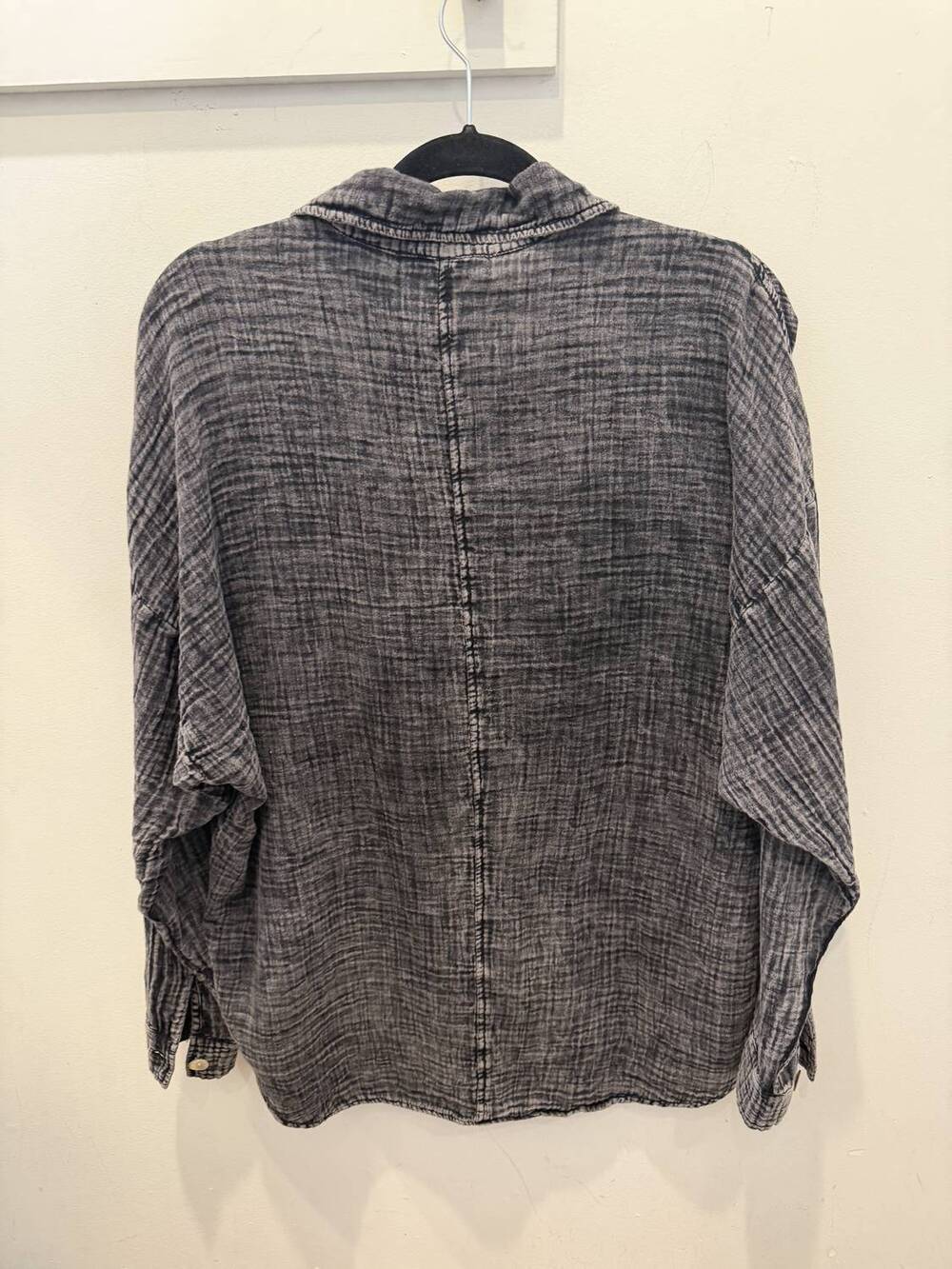 NEW ELECTRIC & ROSE women's gauze long sleeve shirt in washed black
